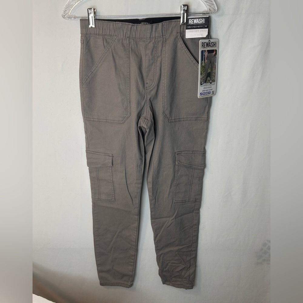 NWT Rewash Gray Cargo Ankle Skinny HighRise Comfort Stretch Pants Pull-On Size M
